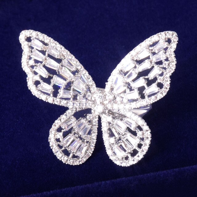 18K Resizable Baguette Butterfly Ring
