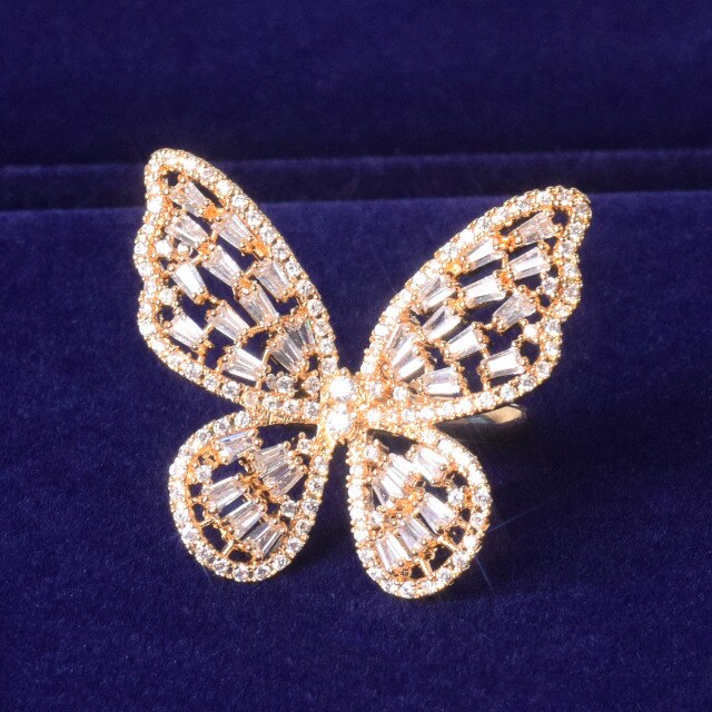 18K Resizable Baguette Butterfly Ring