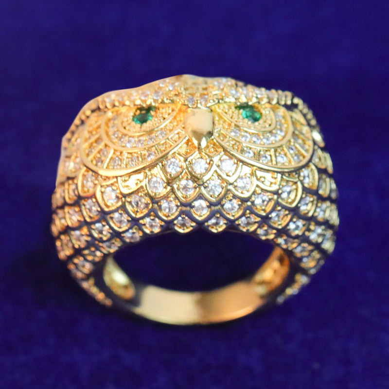 Anillo Búho Diamantado 24K