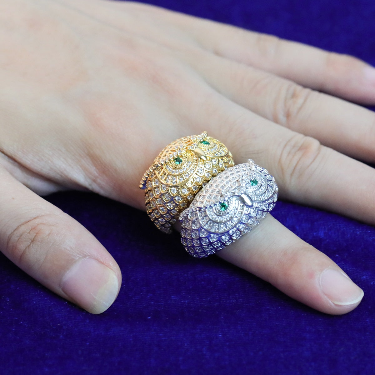 Diamond Owl Ring 24K