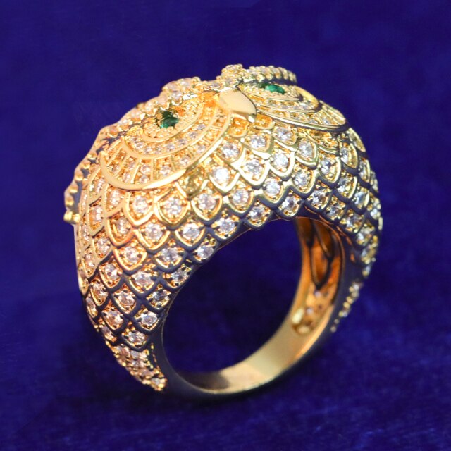 Diamond Owl Ring 24K
