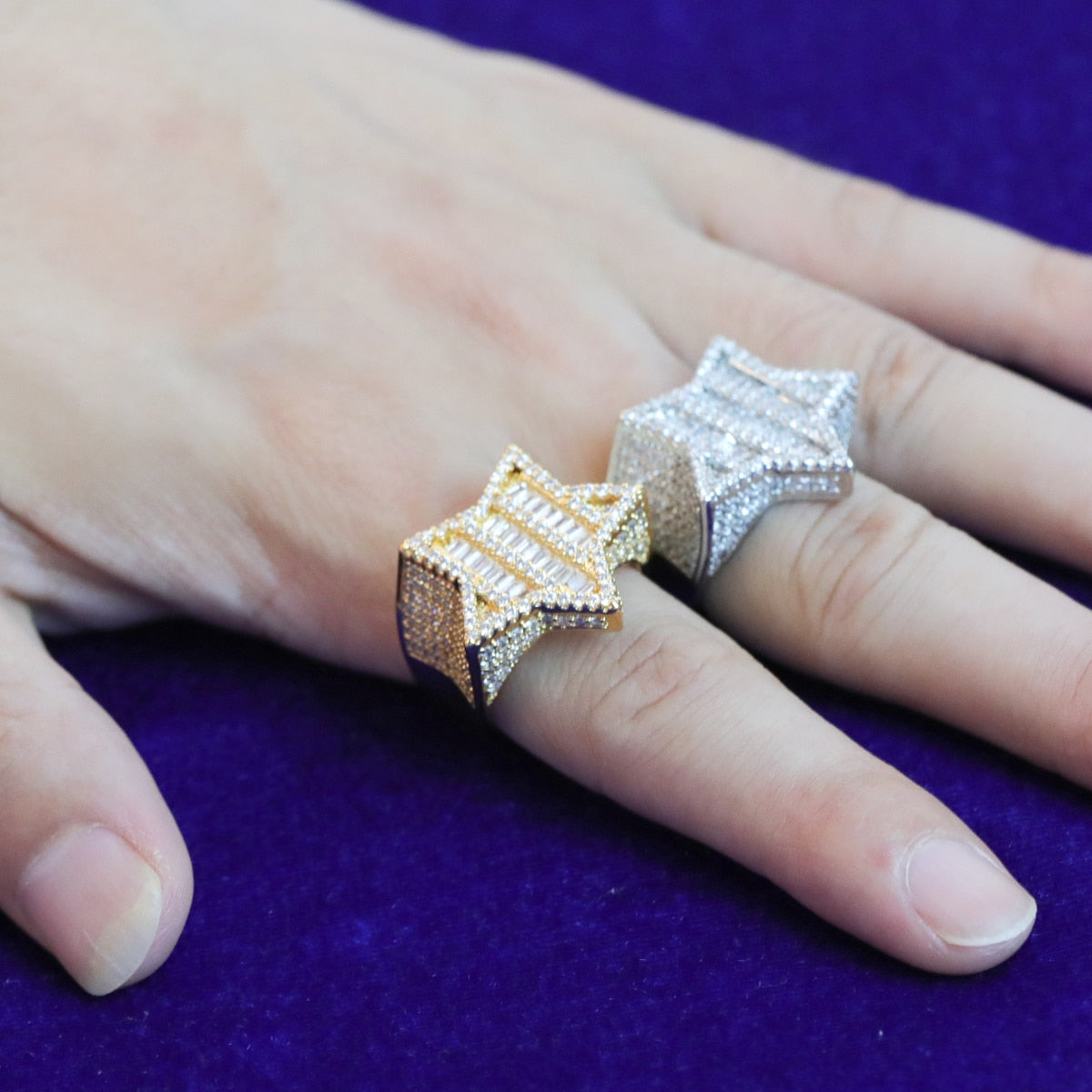 24K Baguette Star Ring
