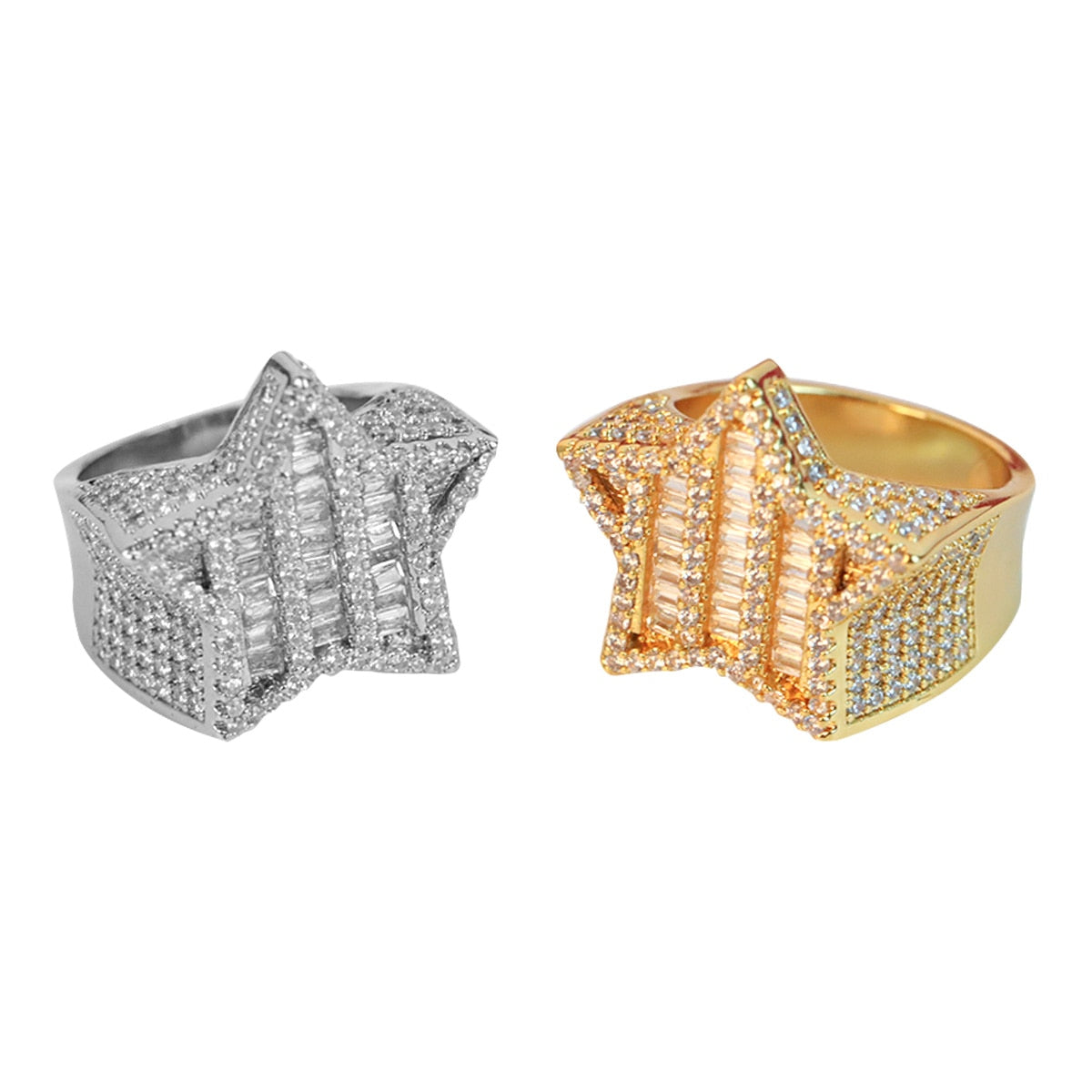 24K Baguette Star Ring