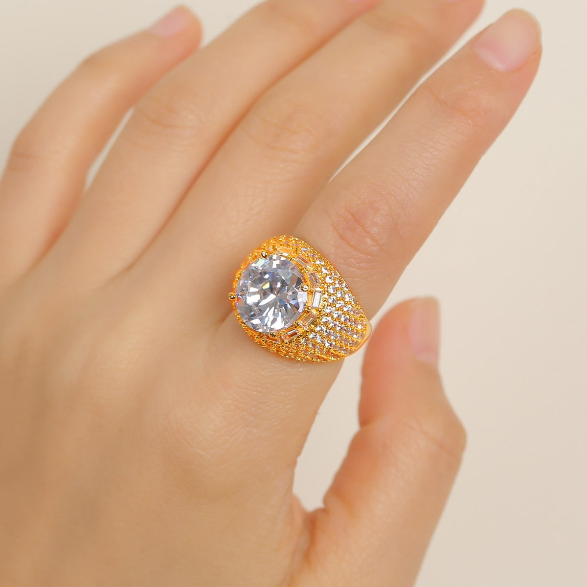 Anillo Iced Gemstone 24K