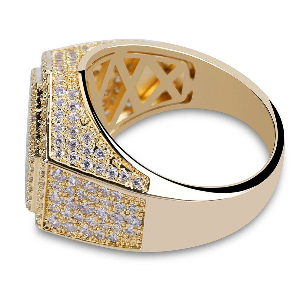 18K Iced Out Hexagon Ring