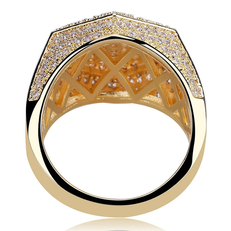 Anillo Hexágono Iced Out 18K